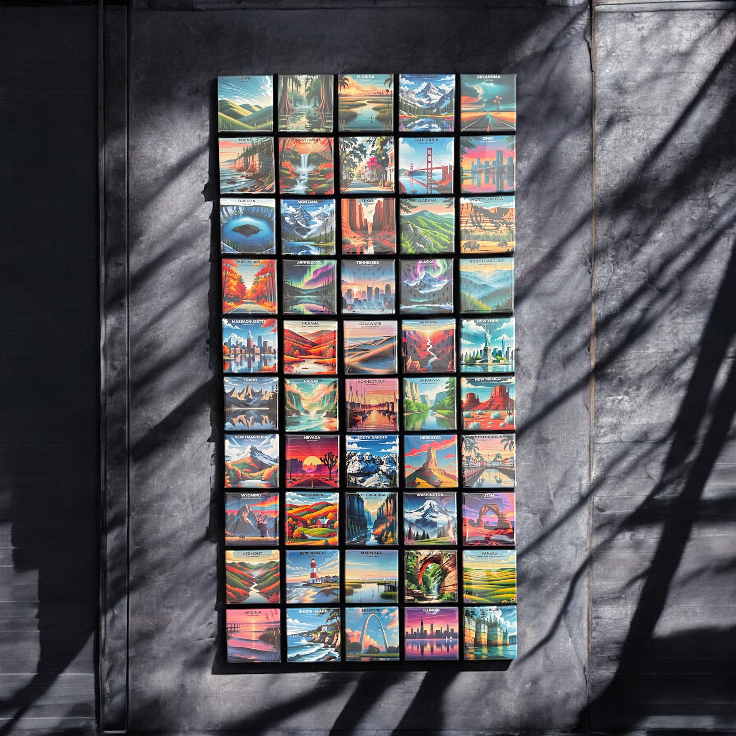 State Fridge Magnets - 2×2 Square - USA State Souvenir Gift - Set of 50 Thumbnail